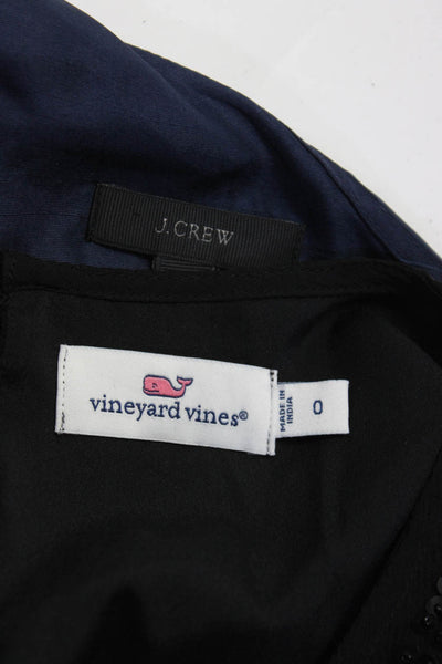 J Crew Vineyard Vine Women's One Shoulder Silk Blouse Navy Blue Size 0 Lot 2