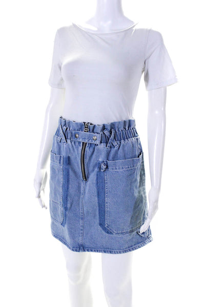 Sea New York Womens Two Tone Blue Knee Length Zip Front Denim Skirt Size 6