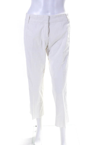 Pharaoh Womens White Cotton High Rise Pleated Straight Leg Pants Size 6