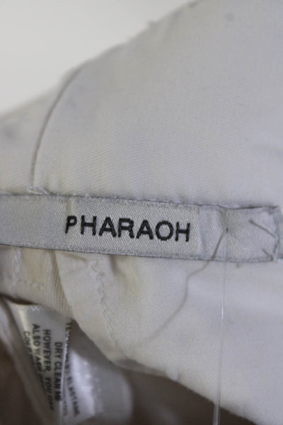 Pharaoh Womens White Cotton High Rise Pleated Straight Leg Pants Size 6