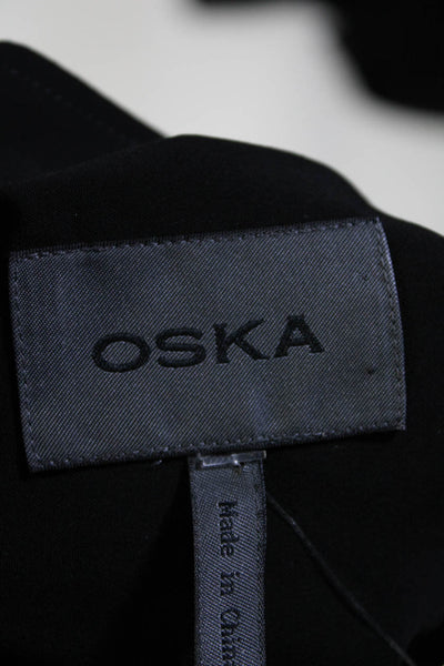 Oska Women's Collared Long Sleeve Button Up Pockets Jacket Black Size 3