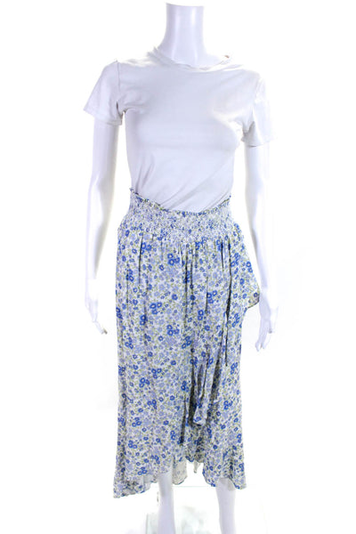 Intermix Womens Floral Print Ruffled Hem Unlined Tulip Maxi Skirt White Size M