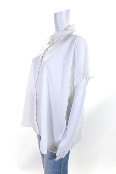 Ming Wang Women's Collared Sleeveless Button Down Shirt White Size L