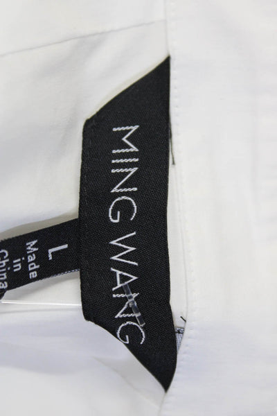 Ming Wang Women's Collared Sleeveless Button Down Shirt White Size L