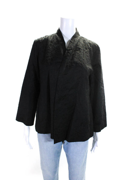 Eileen Fisher Women's Long Sleeves Open Front Pockets Jacket Black Size M