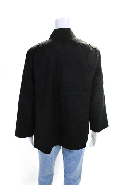 Eileen Fisher Women's Long Sleeves Open Front Pockets Jacket Black Size M