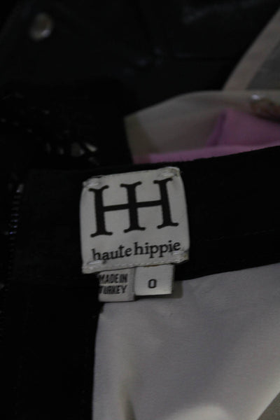 Haute Hippie Womens Suede Laser Cut A Line Mini Skirt Black Size 0