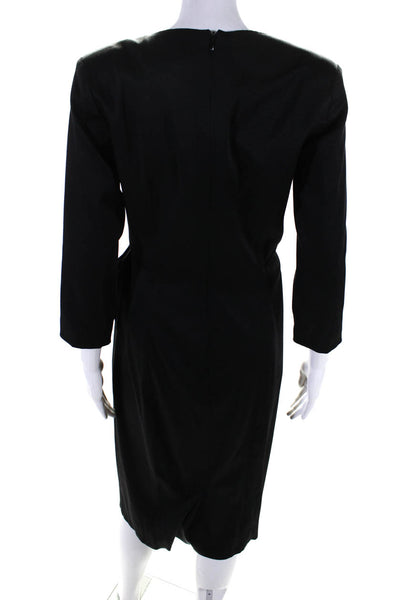 Celine K Womens Textured Bow Accent V-Neck Mid-Calf Pencil Dress Black Size 6