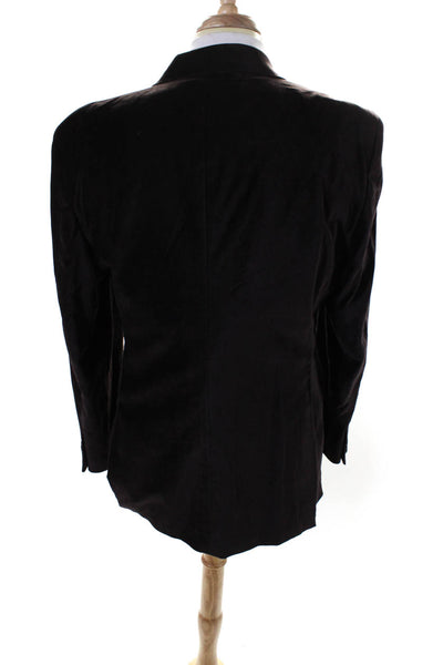 Elie Tahari Mens Two Button Peak Lapel Velvet Blazer Jacket Dark Purple Size 42