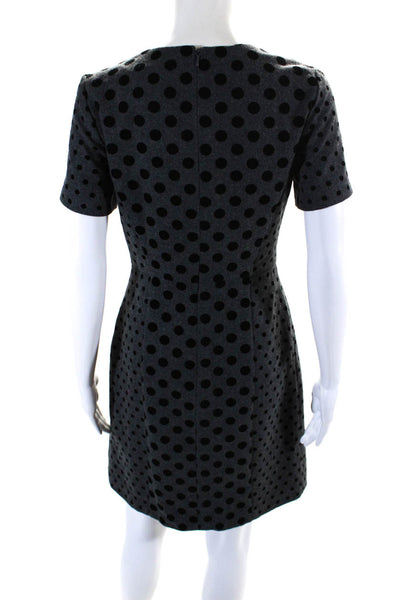 Boden Womens Polka Dot Short Sleeved Round Neck A Line Dress Gray Black Size 4
