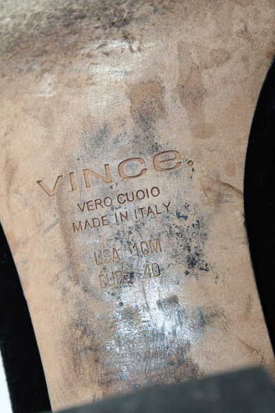 Vince Womens Suede Double Strap Open Toe Mid Block Heel Sandals Black Size 10M