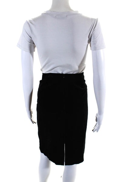 Loro Piana Womens Cotton Corduroy Two Pocket Zip Up Pencil Skirt Black Size 46
