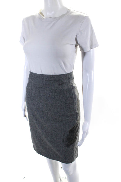 Fabiana Filippi Womens Lined Wool Zip Up Straight Pencil Skirt Gray Size XL