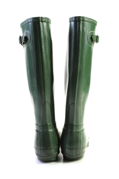 Hunter Womens Knee High Original Rubber Rain Boots Dark Green Size 7