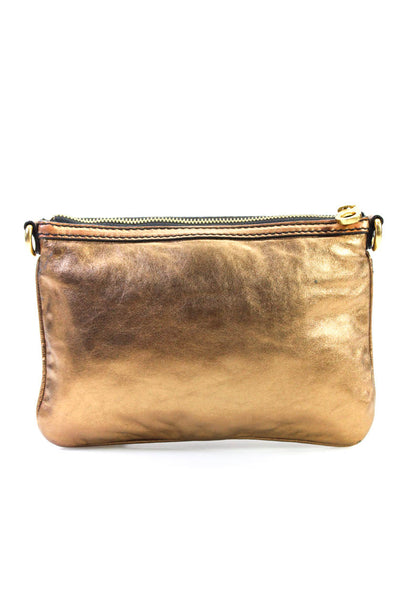 Marc By Marc Jacobs Womens Small Metallic Leather Crossbody Handbag Copper
