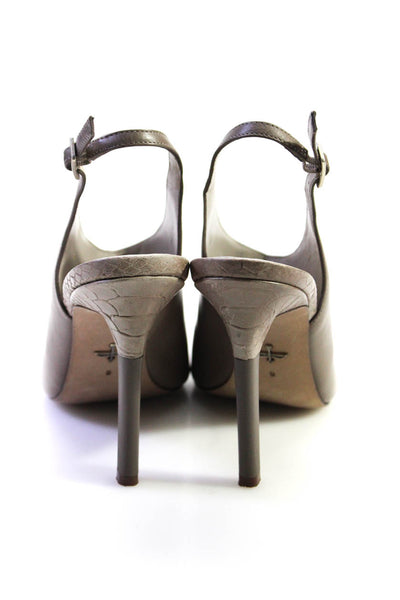 Pour la Victoire Women's Leather Stiletto Sling Back Sandals Tan Size 8.5