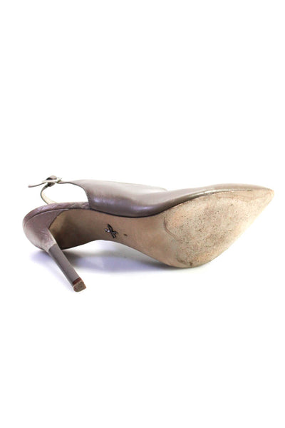 Pour la Victoire Women's Leather Stiletto Sling Back Sandals Tan Size 8.5