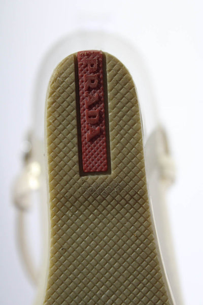 Prada Women's Open Toe Strappy Platform Wedge Sandals Gold Size 8