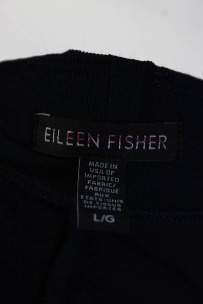 Eileen Fisher Womens Creased Slim Leg Casual Pants Navy Blue Size Large