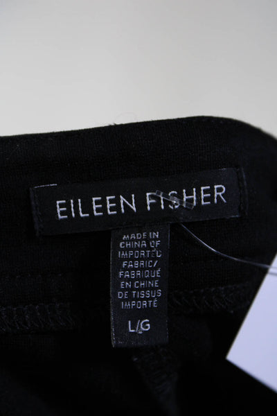 Eileen Fisher Womens Button Closure Pockets Straight Leg Dress Pant Black Size L