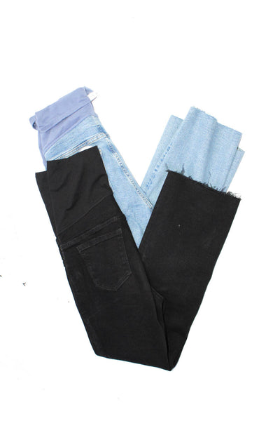 MNG Womens Pull On Crop Flare Maternity Jeans Black Blue Size 4 Lot 2