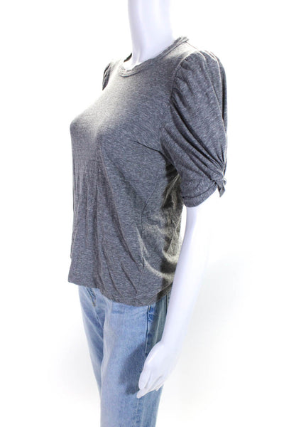 A.L.C. Womens Cotton Round Neck Puff Sleeve Pullover T-Shirt Top Gray Size XS