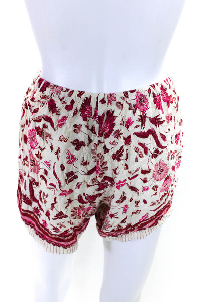Natalie Martin Womens Floral Tassel Drawstring Tied Casual Shorts Beige Size L