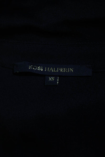 Kobi Halperin Womens Silk Long Sleeves Collared Blouse Black Size Extra Small