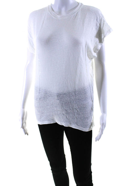 IRO Womens Linen Short Sleeves Harmon Tee Shirt White Size Extra Small