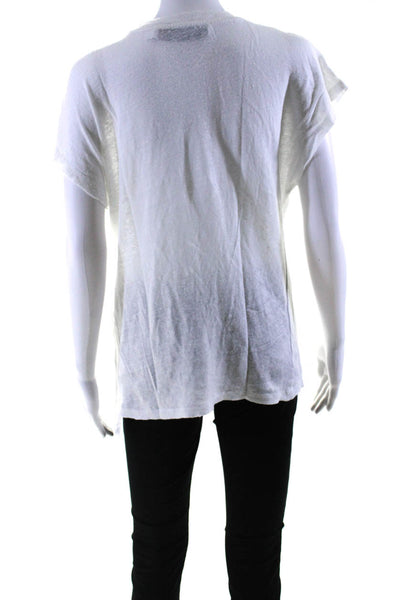 IRO Womens Linen Short Sleeves Harmon Tee Shirt White Size Extra Small