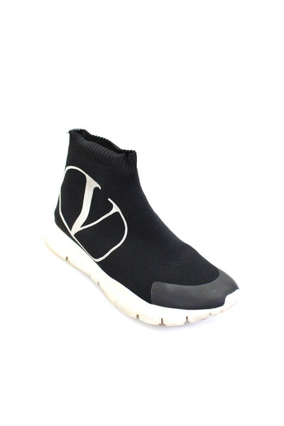 Valentino Garavani Womens Black Graphic Print Slip On Sock Sneakers Shoes Size 7