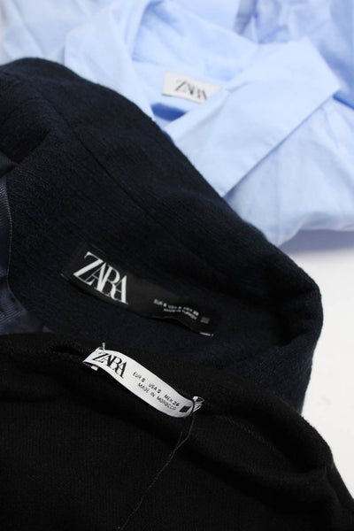 Zara Womens Cotton Collared Buttoned Top Blazer Dress Blue Size XS S Lot 3