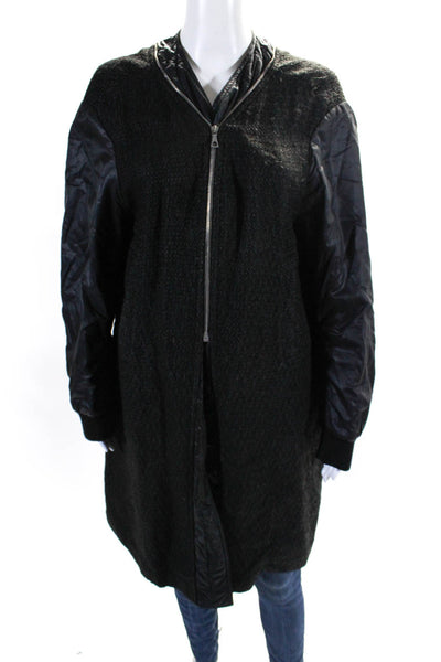 Dries Van Noten Womens Patchwork Textured Zipped Front Slit Jacket Black Size L