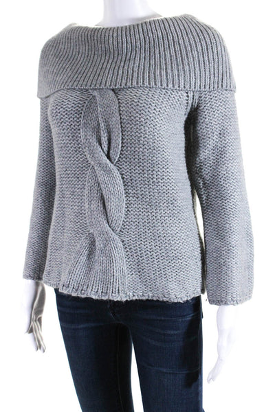 Michael Michael Kors Womens Turtleneck Thick Cable Knit Sweater Gray Size S