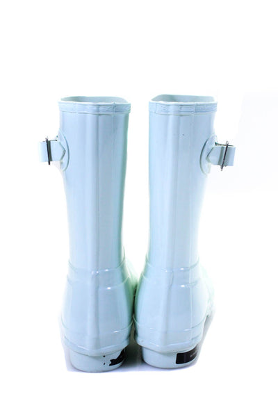 Hunter Womens Waterproof Rubber Buckled Mid Calf Rain Boots Light Blue Size 6
