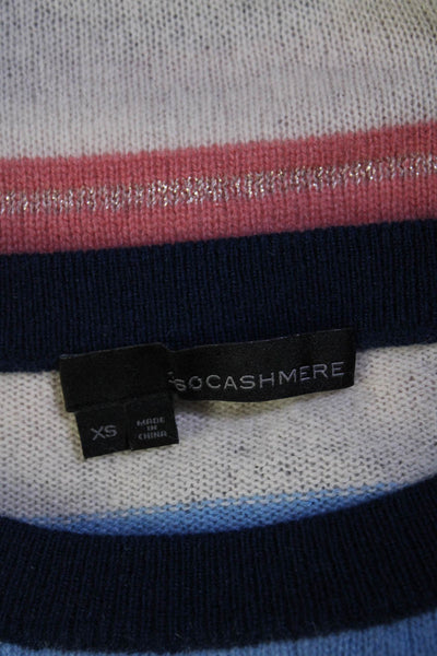 360 Cashmere Womens Striped Crew Neck Sweater Multi Colored Size Extra Small