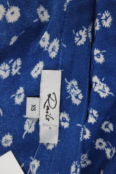 Rails Womens Blue Floral Print Button V-Neck Short Sleeve Romper Size XS