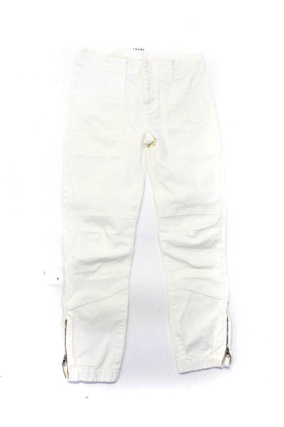 Frame Womens High Rise Ankle Zip Patch Pocket Jeans White Size 23
