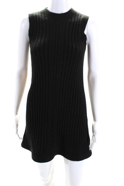 Toccin Women Sleeveless Crew Neck Sweater Dress Black Size Extra Small