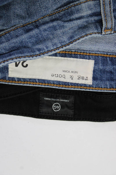 AG Women's Midrise Five Pockets Skinny Denim Pant Black Size 24 Lot 2