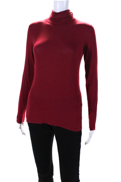 Max Mara Women's Turtleneck Long Sleeves Embellish Blouse Red Size XS