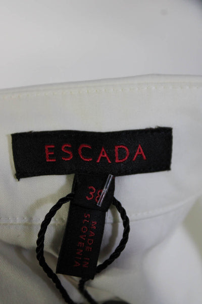 Escada Womens Cotton Sleeveless Button Down Ruffle Trim Blouse White Size 38