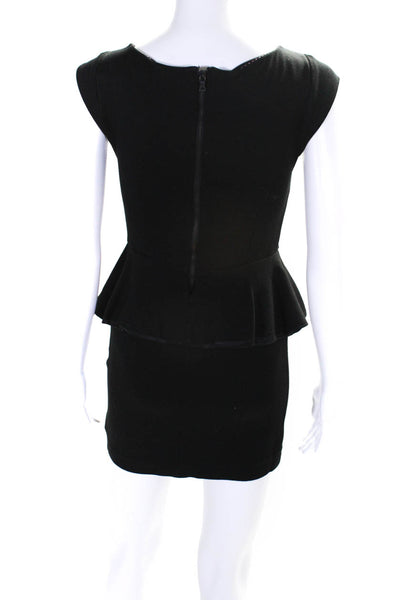 Alice + Olivia Womens Back Zip Cap Sleeve Scoop Neck Sheath Dress Black Size 2