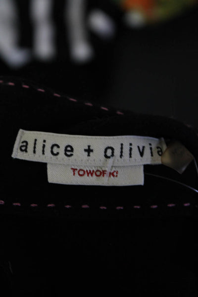 Alice + Olivia Womens Back Zip Cap Sleeve Scoop Neck Sheath Dress Black Size 2