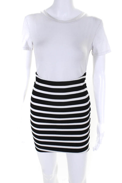 Torn by Ronny Kobo Womens Striped Knit Pencil Skirt Black White Size Small
