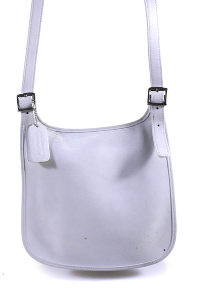 Coach Womens Leather Buckled Strapped Flapped Zipped Shoulder Handbag White