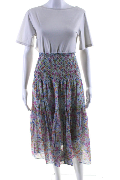 Love Shack Fancy Women's Smocked Waist Tiered Floral Maxi Skirt Size XS
