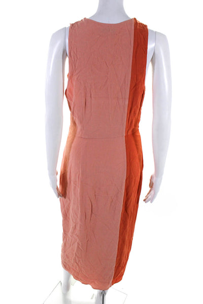 Equipment Femme Womens Colorblock Sleeveless Maxi Dress Orange Peach Size 4