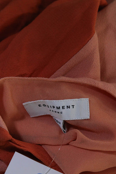 Equipment Femme Womens Colorblock Sleeveless Maxi Dress Orange Peach Size 4