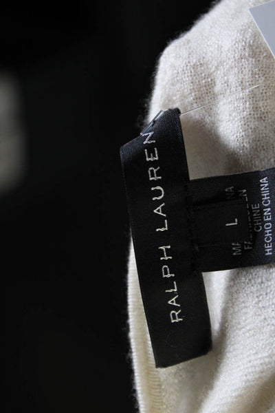 Ralph Lauren Black Label Womens Cream Cashmere Crew Neck Sweater Top Size L